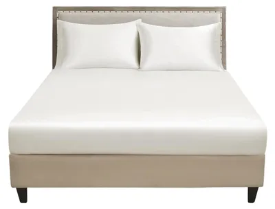 Produktbild von Luofanfei Satin-Spannbetttuch 140x200 cm Glatt Weiß 25-30 cm