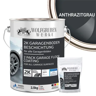 Produktbild von 2K Garagenbodenbeschichtung Garagenfarbe Garagenbodenfarbe Epoxidharz Bodenbeschichtung für Garage Werkstatt Keller - Anthrazitgrau l 2,5kg