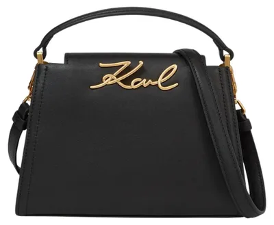 Obrázek produktu pro Karl Lagerfeld, taška přes rameno Signature Mini, černá a zlatá barva, z kůže