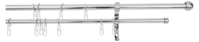 Produktbild von Ausziehbare Vorhangstange Straßburg 2-läufig Edelstahl mit Zubehör (120-230 cm)
