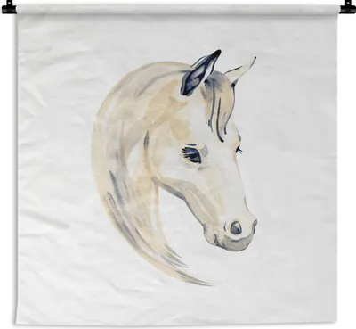 Produktbild von MuchoWow® Wandteppich Wandbehang Pferd - Aquarell - Auge - Mädchen - Kinder - Mädchen 150x150 cm Tapisserie Dekoration Wandtuch - Wohnaccessoires - Modernes