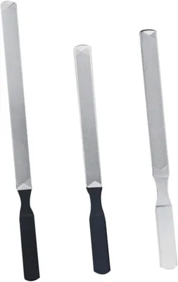 Produktbild von Set mit 3 Nagelfeilen und Maniküre-Werkzeugen aus Edelstahl für den Heim- und Salongebrauch, einfach zu bedienen, schwarz und