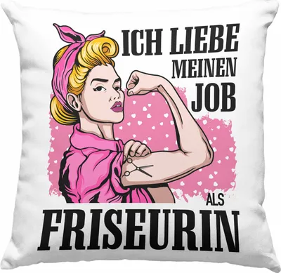 Produktbild von Trendation - Friseurin Deko-Kissen mit Füllung 40x40n Geschenk Zubehör Geschenkideen Friseursaloneröffnung Frisörin Deko-Kissen mit Füllung 40x40  Deko-Kissen mit Füllung 40x40 Spruch Friseur (Grün)