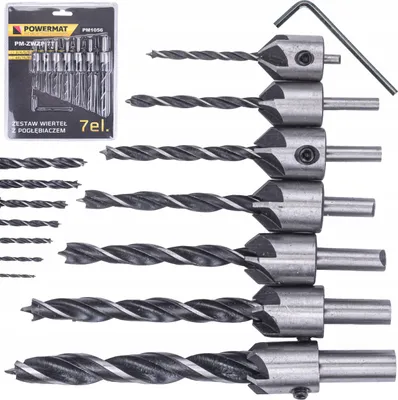 Produktbild von POWERMAT Holzbohrer-Set mit Senker 7-tlg. PM-ZWZP-7T