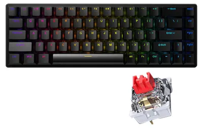 Produktbild von Mechanische Tastatur mit 68 Tasten 68 Tasten-Layout FN-Tastenkombination Vollstaendiges Anti-Ghosting Bunte Hintergrundbeleuchtung Mehrere 10 Beleuchtungsmodi Abnehmbares Kabel Zweifarbige Injektionstastenkappen Haltbarkeit Mehrsystemkompatibilitaet Tragbar