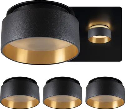 Image de SSC-LUXon 4 pièces Sudara spot de plafond encastré lumière indirecte - spot encastré design or noir downlight spot de plafond pour GU10 / module