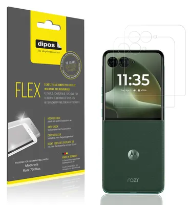 Produktbild von 2x Schutzfolie für Motorola Razr 70 Plus Aussenseite Folie, 100% Displayabdeckung, dipos Flex