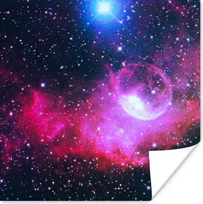 Produktbild von MuchoWow® Poster Universum - Planeten - Rosa - Jungen - Mädchen - Kinder 75x75 cm - Wand Dekoration
