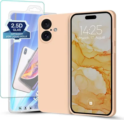 Produktbild von Hülle für Apple iPhone 16 mit 9H Displayglas Displayschutz Plus Case Cover Bumper Silikon Softgrip Schutzhülle Farbe: Rosa