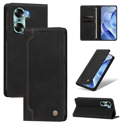 Produktbild von Handyhülle für Honor 60, Leder Wallet Klapphülle mit Standfunktion, Stoßfeste Schutzhülle Schwarz