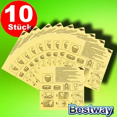 Produktbild von 10x BESTWAY Pool Reparatur Set Flicken Flickzeug Luftmatratzen extra stark Reparaturset