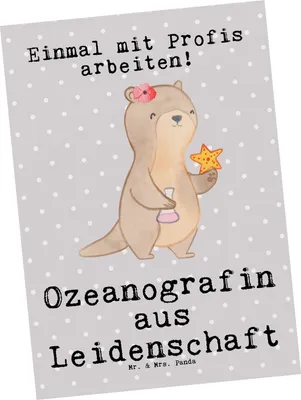 Produktbild von Mr. & Mrs. Panda Postkarte Ozeanografin Leidenschaft - Grau Pastell - Geschenk, einzelkarte, Studium, Lustig, Ansichtskarte, Witzig, Spruch, Grußkarte, Postkarten