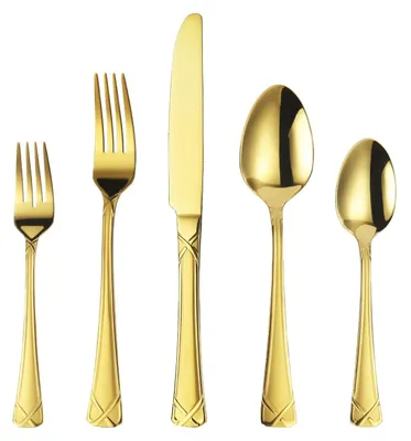 Produktbild von Omgoods – 30-teiliges Besteckset aus Edelstahl in Goldfarbe für 6 Personen