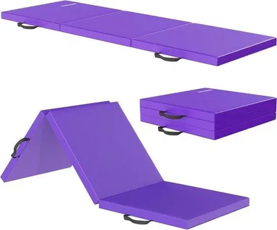 Produktbild von Famanu Trainingsmat 51 cm dick, faltbar mit Handgriffen für MMA und Gymnastik - lila