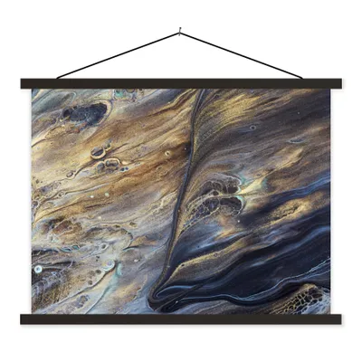 Produktbild von MuchoWow® Textilposter Marmor - Gold - Aquarell - Textur - Marmoroptik 60x45 cm mit schwarzem Rahmen - Poster Schlafzimmer