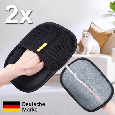 Produktbild von 2x KANDONEX Tierhaarentferner Handschuh – Effektive Katzenbürste & Hundebürste für Unterwolle, Fellpflege Handschuh zur Haarentfernung, Fusselbürste