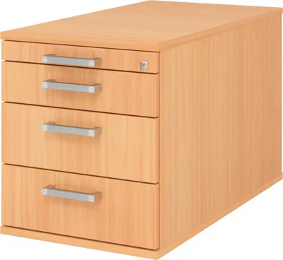 Produktbild von bümö office Rollcontainer - mit 3 Schubladen - Nachbildung: Buche, Griff: Chromgriff (Metall)