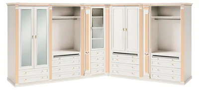 Produktbild von Stilvoller Weißer Eckschrank Massivholz Schlafzimmer Edel Kleiderschrank