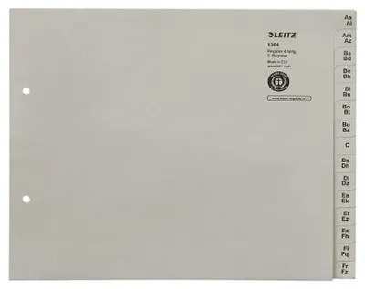 Produktbild von Leitz Registerserie 13040085 DIN A4 A-Z für 4Ordner Tauenpapier grau