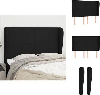 Produktbild von vidaXL Kopfteil mit Ohren Schwarz 147x23x118/128 cm Stoff -  Kopf- & Fußenden