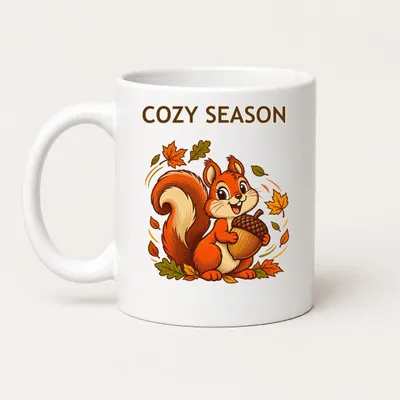 Produktbild von Cozy Season Eichhörnchen Tasse 325 ml Keramik – Retro Herbstmotiv