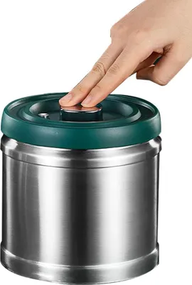 Produktbild von Vakuumversiegelte Kaffeebehälter mit Vakuumpumpe - Edelstahl - 1,6 l - Für Kaffee und Nüsse