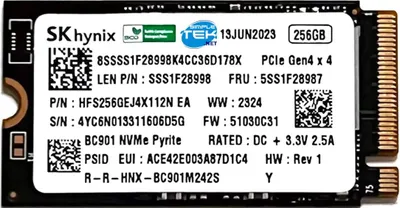 Immagine prodotto di Sk Hynix Bc901 Pyrite 256gb Ssd M.2 2242 Nvme 4.0 Pcie Gen 4x4 Hfs256gej4x112n
