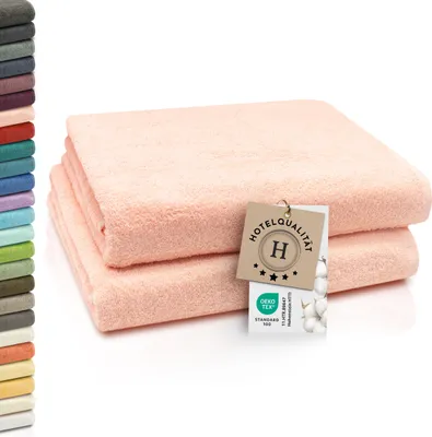 Produktbild von 2er Set Badetücher, 100% Baumwolle, 100x150 cm, 420g/qm, rosa