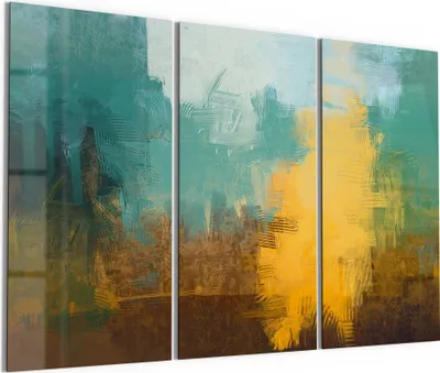 Produktbild von DEQORI Glasbild Echtglas 3x50x100 cm 'Entfremdete Landschaft' Wandbilder XXL groß