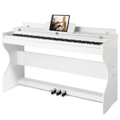 Produktbild von MUSTAR Digitalpiano 88 Tasten Set mit Ständer, 3 Pedalen, USB/MIDI, LCD, 2x20W, 960 Töne, 64 Polyphonie, 80 Demos, 27 kg,Weiß