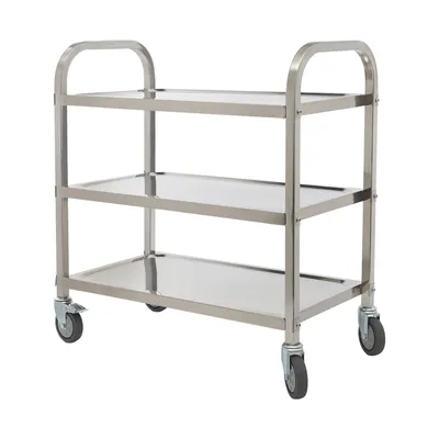 Produktbild von Servicewage Rollwagen Küchenwagen mit Bremse 4 Räder  Edelstahlwagen  Speisewagen  Gastro 3 Borde    Servierhilfe