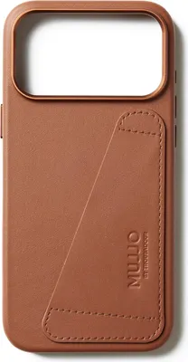 Image de Mujjo cuir portefeuille coque iPhone 17 Pro Max – Portefeuille en cuir intégré pour 2-3 cartes – Compatible avec MagSafe pour recharge sans fil – Cuir non traité qui développe une patine captivante - Marron