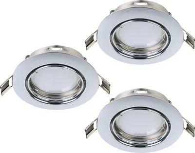 Produktbild von EGLO 3er-Set Einbaustrahler Peneto, Spots Set aus Stahl in Chrom, 3 Einbauleuchten mit GU10 , LED inklusive, Spot flach, schwenkbar, Ø 8,7 cm