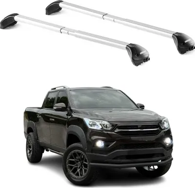 Image de Barres de toit pour Ssangyong Musso II 2018-2025 Gris Argenté 2 pièces ABE