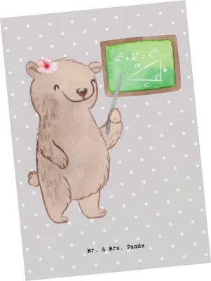 Produktbild von Mr. & Mrs. Panda Postkarte Mathematiklehrerin Herz - Grau Pastell - Geschenk, Postkarten, Mathe, Ansichtskarten, Referendariat, bildkarte, Matheunterricht, Lehrer