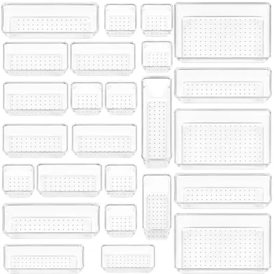 Schubladen-Organizer 25-tlg., 4 Größen, transparent, Kunststoff
