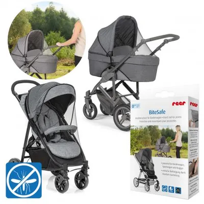 Image de reer BiteSafe Moustiquaire pour poussette, moustiquaire, filet anti-moustiques, polyester, noir, 87021