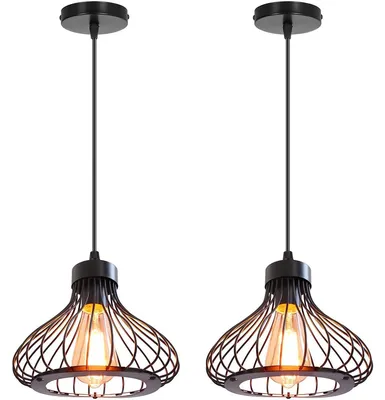 Produktbild von Set von 2 Industriellen Hängeleuchten in Käfigform Schwarz