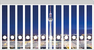Produktbild von Wallario Ordnerrücken Sticker, selbstklebend für schmale Ordner, 12 Stück, Motiv Fernsehturm Berlin bei Nacht