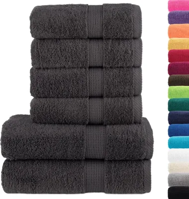 Produktbild von vidaXL 6 tlg. Premium-Handtuch-Set SOLUND Anthrazit 600 g/m²