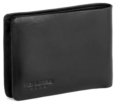 Produktbild von Premium Leder Geldbörse Parker, kompakte Portemonnaie mit Münzfach, mit RFID-Schutz, inkl Geschenk-Box, für Herren - Schwarz