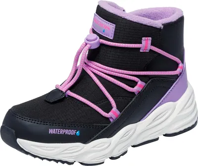 A single Skechers winter boot for children is shown against a white background.