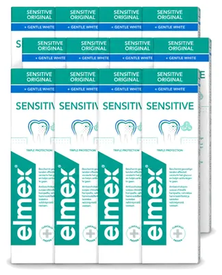 Imagen del producto de 12 tubos de pasta dental Elmex Gentle White - Protección triple - 75 ml - Paquete económico - 12 unidades