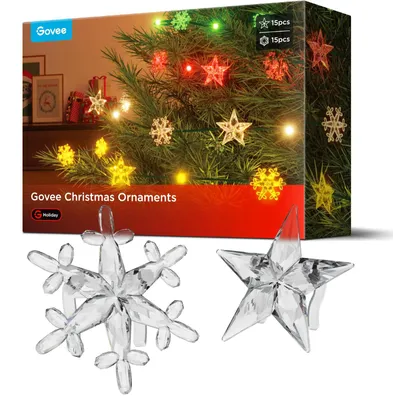 30 Acryl-Weihnachtsanhänger: Schneeflocken & Sterne, klar