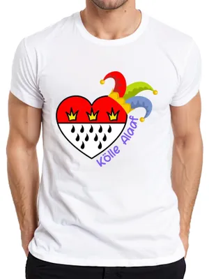 Productafbeelding van Kölle Alaaf Carnaval Keulen, Narrenmuts, Cadeau, Heren T-shirt, Wit, XL