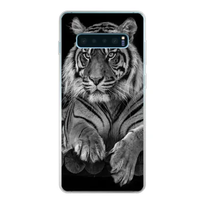 Produktbild von MuchoWow® Handyhülle Schutzhülle Hülle für Samsung Galaxy S10 Lite Sumatra-Tiger auf schwarzem Hintergrund Silikon Softcase Handy Hülle - Schutz