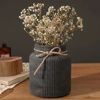 Zdjęcie produktu dla Elzusha - Duża, czarna ceramiczna waza idealna do kwiatów i dekoracji