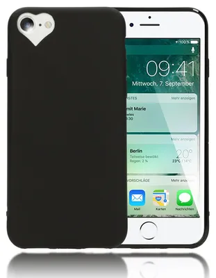 Immagine prodotto di NALIA custodia del telefono cellulare per iPhone SE 2022 / SE 2020 / 8 / 7, cuore custodia protezione nero