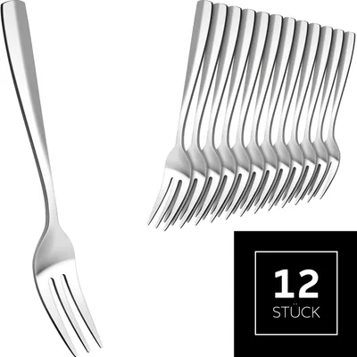 Image de Fourchettes à pâtisserie - Set de 12 fourchettes à gâteaux - Acier inoxydable - 13,5 cm