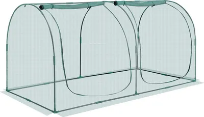 Immagine prodotto di Gabbia per colture, 2,48 x 1,2 x 1,2 m Tenda di protezione per piante con porta con cerniera, gabbia per colture alta resistente al vento, facile da installare, copertura per aiuole rialzate da esterno con telaio, rete per piante per giardino, patio e prato